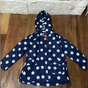 Girls Blue & White Polka Dot Rain Jacket - Size 4